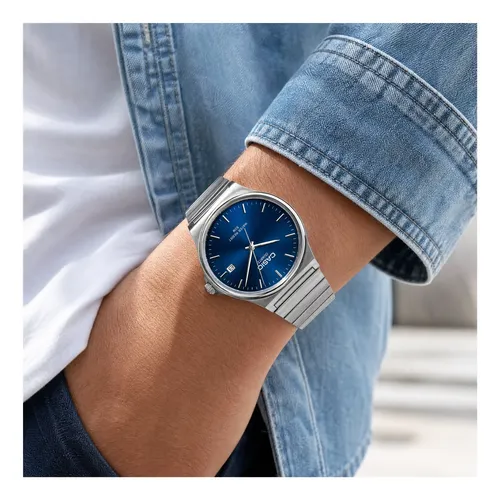 Relógio Casio A180 Vintage Redondo Premium Edição Prata Azul