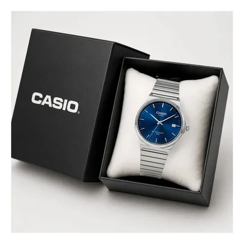 Relógio Casio A180 Vintage Redondo Premium Edição Prata Azul