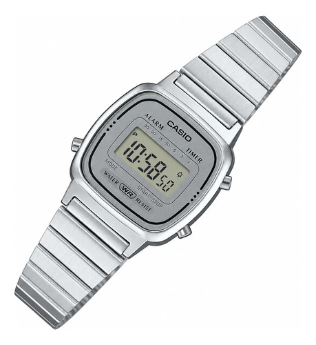 Relogio casio feminino vintage digital mini retro prata