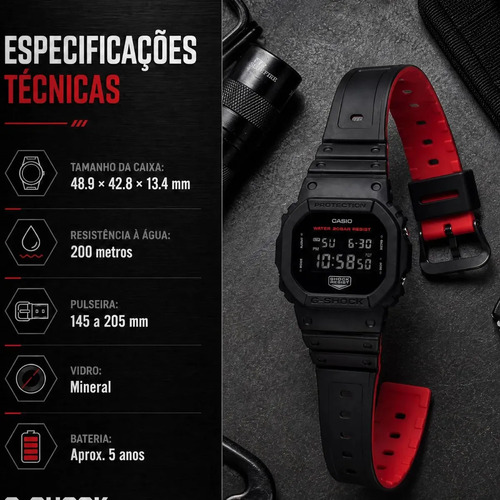 Relógio Casio G-shock Masculino Digital Dw-5600uhr-1dr