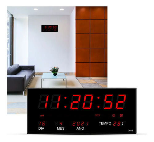 Relogio de parede grande led digital p academia hospital
