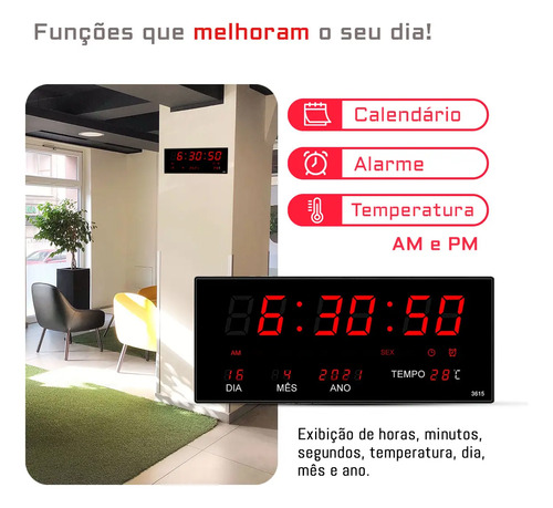 Relógio De Parede Grande Led Digital P/ Academia Hospital