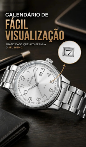 Relógio De Pulso Technos Com Corria De Aço Inoxidável Cor Prateado