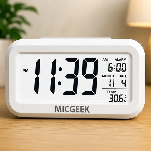 Relogio digital despertador mesa cabeceira quarto idoso cor