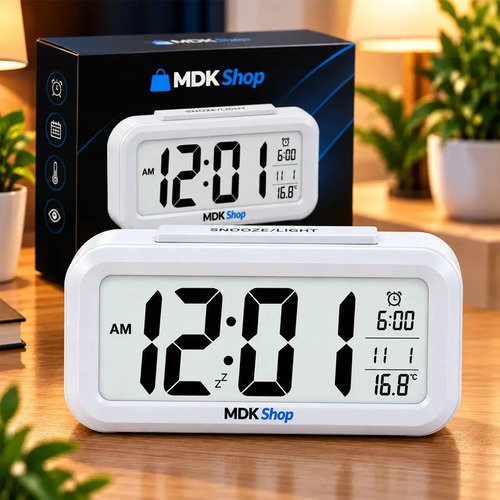 Relógio Digital Despertador Mesa Cabeceira Quarto Idoso Cor Branco MICGEEK