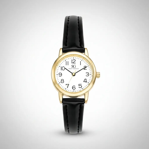 Relogio feminino dourado saint germain 24mm correia preta ca