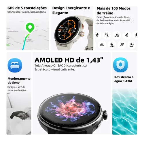 Relógio Inteligente Gps Smartwatch Amoled 3atm Outdoor Strar