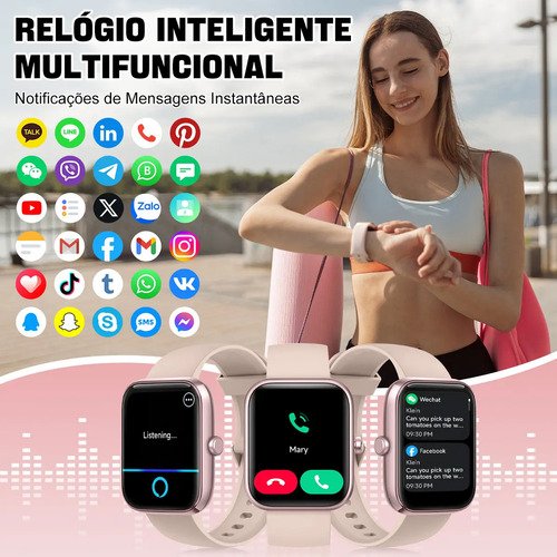 Relógio Inteligente Smartwatch Alexa Chamadas NOVANTE Masculino Feminino Esportivo IP68 Bluetooth Notificações Instantâneas Tela Hd 1.83 300mAh 10Dias Monitor Cardíaco Spo2 Sono Ecg Pagamento Offline