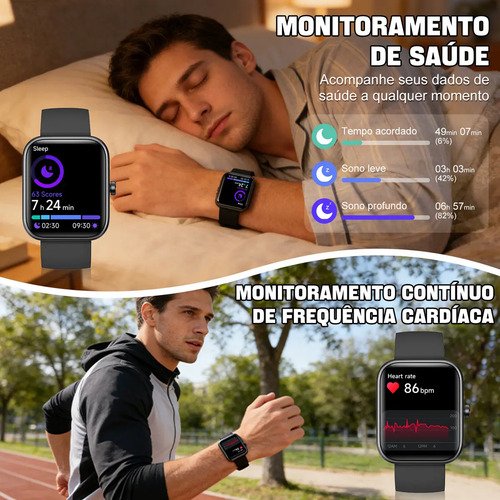 Relógio Inteligente Smartwatch Alexa Chamadas NOVANTE Masculino Feminino Esportivo IP68 Bluetooth Notificações Instantâneas Tela Hd 1.83 300mAh 10Dias Monitor Cardíaco Spo2 Sono Ecg Pagamento Offline