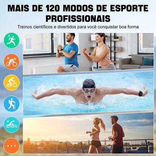 Relógio Inteligente Smartwatch Alexa Chamadas NOVANTE Masculino Feminino Esportivo IP68 Bluetooth Notificações Instantâneas Tela Hd 1.83 300mAh 10Dias Monitor Cardíaco Spo2 Sono Ecg Pagamento Offline