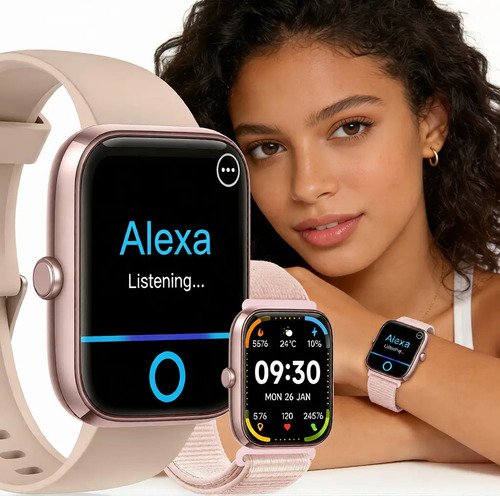 Relógio Inteligente Smartwatch Alexa Chamadas NOVANTE Masculino Feminino Esportivo IP68 Bluetooth Notificações Instantâneas Tela Hd 1.83 300mAh 10Dias Monitor Cardíaco Spo2 Sono Ecg Pagamento Offline