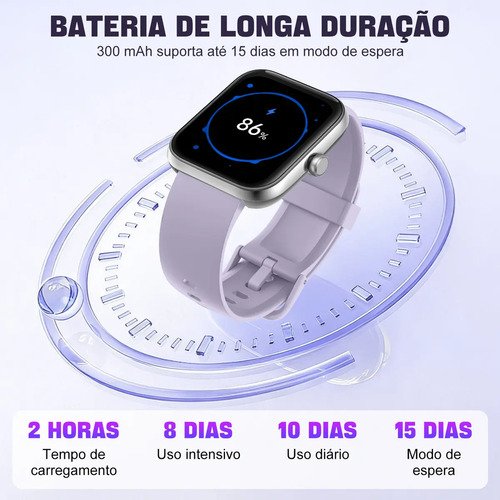 Relógio Inteligente Smartwatch Alexa Chamadas NOVANTE Masculino Feminino Esportivo IP68 Bluetooth Notificações Instantâneas Tela Hd 1.83 300mAh 10Dias Monitor Cardíaco Spo2 Sono Ecg Pagamento Offline