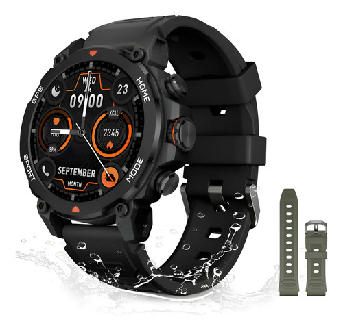 Relogio inteligente smartwatch aurafit g6 preto com 5atm gps