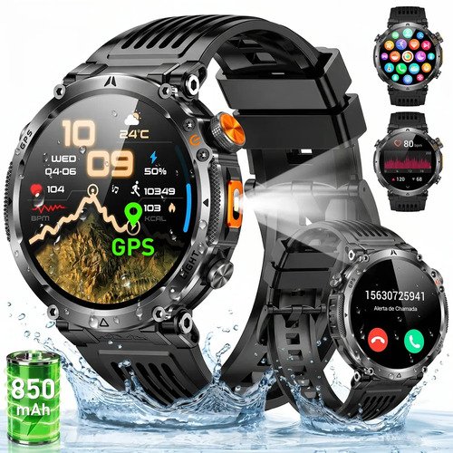 Relogio inteligente smartwatch gps autonomo ip68 3atm a prov