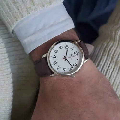 Relógio Masculino Chrowl Prateado Saint Germain Correia De Couro Marrom Caixa Prateada Fundo Branco 40mm Elegante Clássico