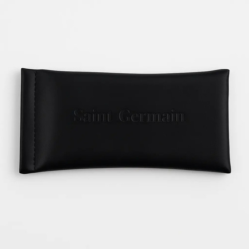 Relógio Masculino Chrowl Saint Germain Pulseira Couro Caixa Prateada Fundo Preto 42mm Clássico