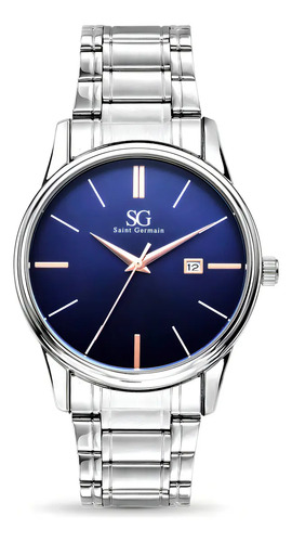 Relogio masculino classico pulseira prata correia prateada b