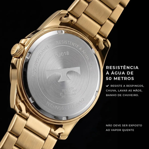 Relógio Masculino Technos Militar Multifunção Em Aço Dourado 6p29amn/1a