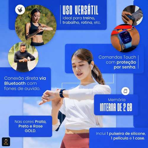 Relógio Microwear Smartwatch S11 Mini Series 11 42mm Whatsapp Gps Nfc 2026 Preto