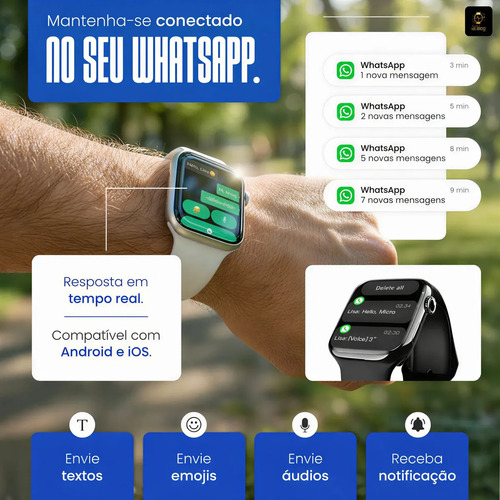 Relógio Microwear Smartwatch S11 Mini Series 11 42mm Whatsapp Gps Nfc 2026 Preto
