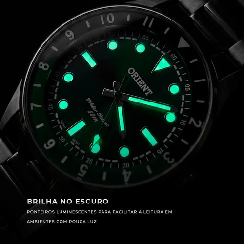 Relógio Orient Masculino Verde Prateado MBSS0015E1SX Quartzo Aço Inoxidável