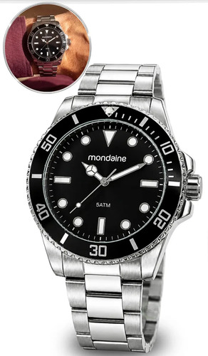 Relogio prata masculino mondiane 32549g0mvne1 cor da correia