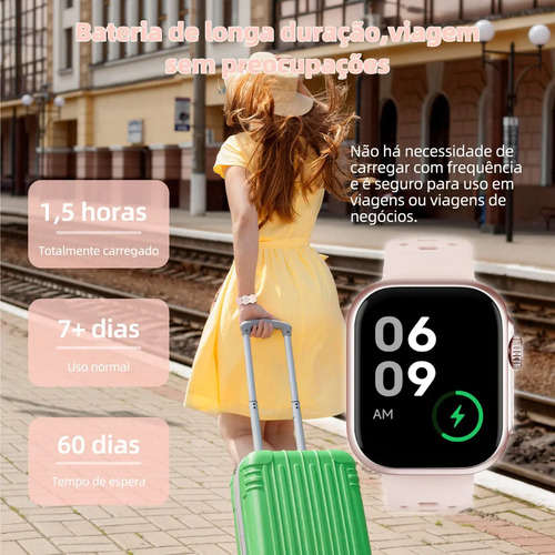 Relógio Smartwatch Bettdow Fb041 47 mm Esportivo Alexa E Gps 1.85 Cor Rosa