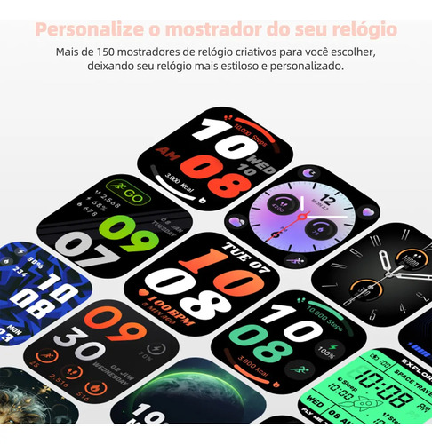 Relógio Smartwatch Bettdow Fb041 47 mm Esportivo Alexa E Gps 1.85 Cor Rosa