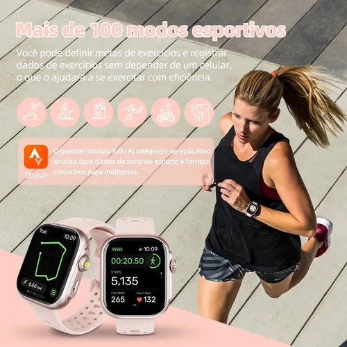 Relógio Smartwatch Bettdow Fb041 47 mm Esportivo Alexa E Gps 1.85 Cor Rosa