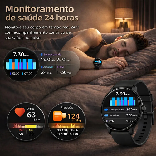Relógio Smartwatch Inteligente Masculino Ip68 À Prova D'água Notificações Chamadas Bluetooth Saúde Monitoramento De Sono E Esportes Mzcell