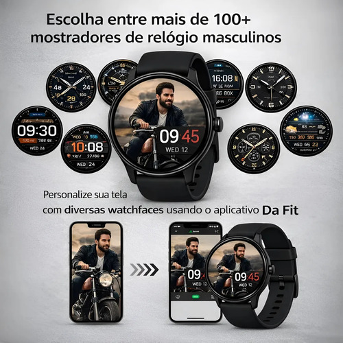 Relógio Smartwatch Inteligente Masculino Ip68 À Prova D'água Notificações Chamadas Bluetooth Saúde Monitoramento De Sono E Esportes Mzcell