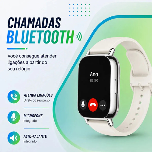 Relógio Smartwatch Redmi Watch 5 Active Lite Xiaomi Branco Gold Prateado