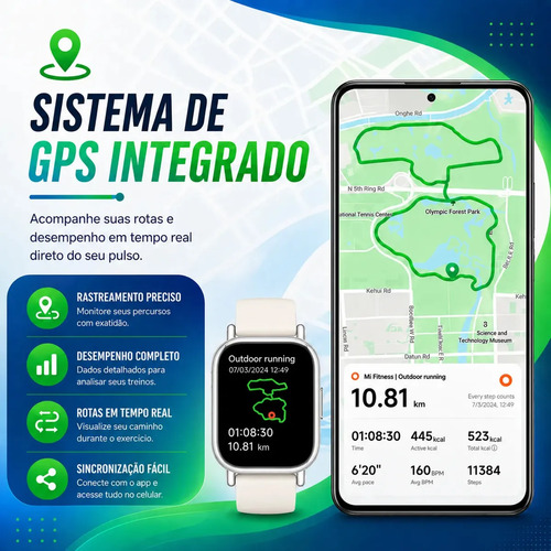 Relógio Smartwatch Redmi Watch 5 Active Lite Xiaomi Branco Gold Prateado