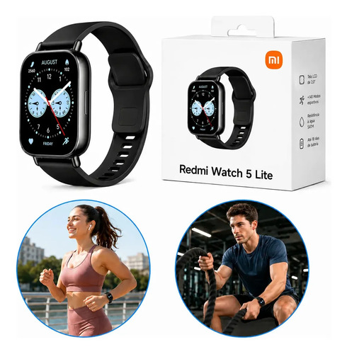 Relogio smartwatch redmi watch 5 active lite xiaomi preto pr