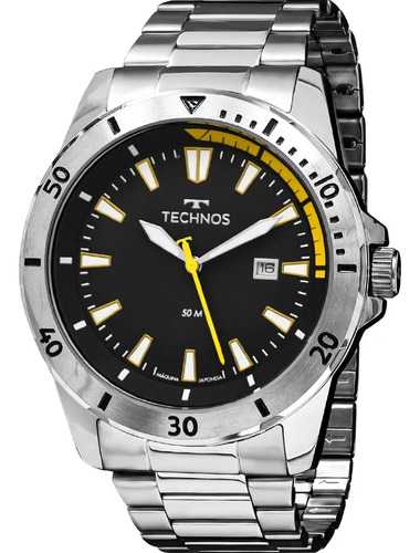 Relogio technos masculino militar prata a prova dagua 2115na