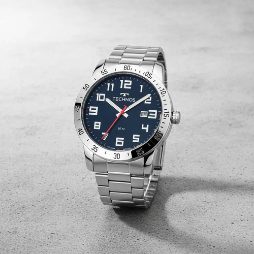 Relógio Technos Masculino Military Analogico Aço Azul Petróleo 5ATM