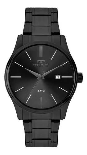 Relogio technos masculino quartzo grafite 42mm aco resistent