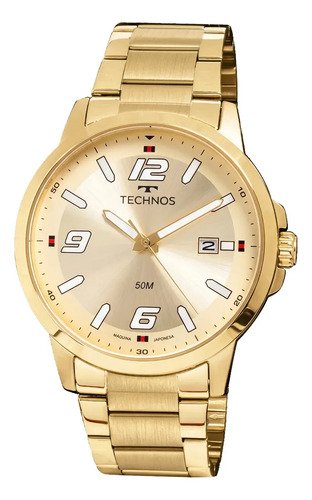 Relogio technos masculino racer dourado 2315law1x