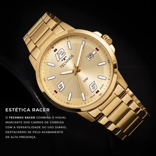 Relógio Technos Masculino Racer Dourado - 2315law/1x