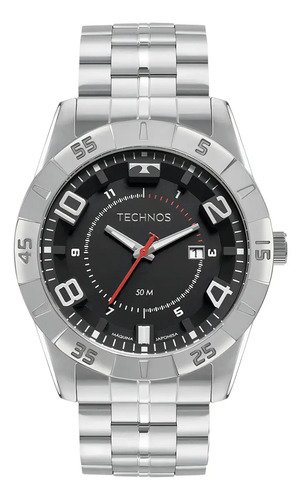 Relogio technos racer masculino prateado analogico quartzo 5