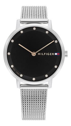 Relogio tommy hilfiger feminino pippa em aco prateado com fu