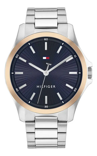 Relogio tommy hilfiger masculino aco prateado 1710673 pratea