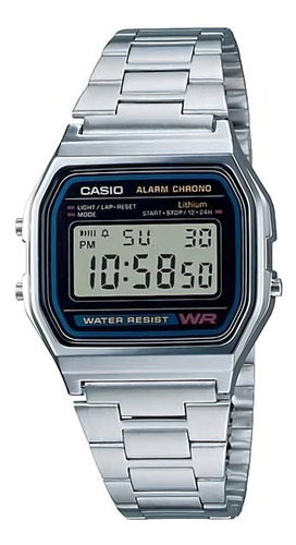Relogio unissex casio digital esportivo a158wa 1df prata ret