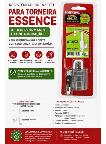 Resistência Torneira Essence 3070-a Lorenzetti 220v 5500w
