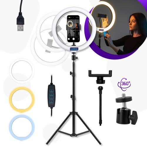 Ring light 10 polegadas com tripe 210m profissional video ma