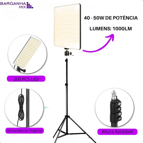 Ring Light LED Lumi de 33cm com Tripé 2,10m e Luz Ajustável para Maquiagem e Vídeos