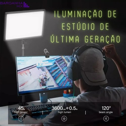 Ring Light LED Lumi de 33cm com Tripé 2,10m e Luz Ajustável para Maquiagem e Vídeos