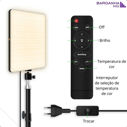 Ring Light LED Lumi de 33cm com Tripé 2,10m e Luz Ajustável para Maquiagem e Vídeos