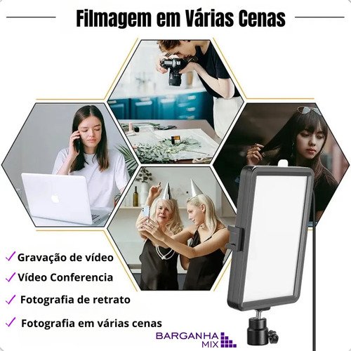 Ring Light LED Lumi de 33cm com Tripé 2,10m e Luz Ajustável para Maquiagem e Vídeos