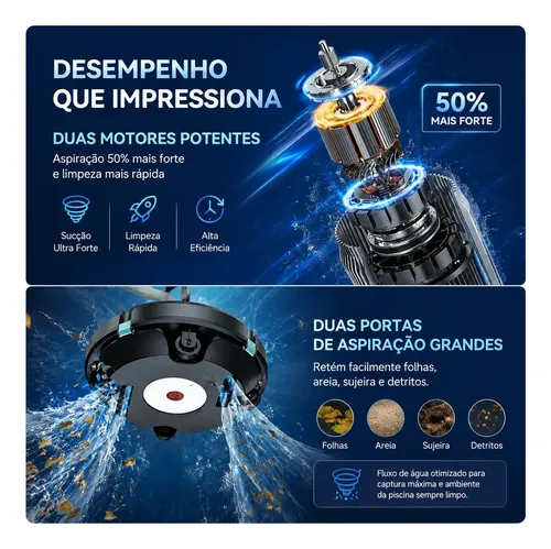 Robô Aspirador De Piscina Automático Redroad S1 Área 102 M2